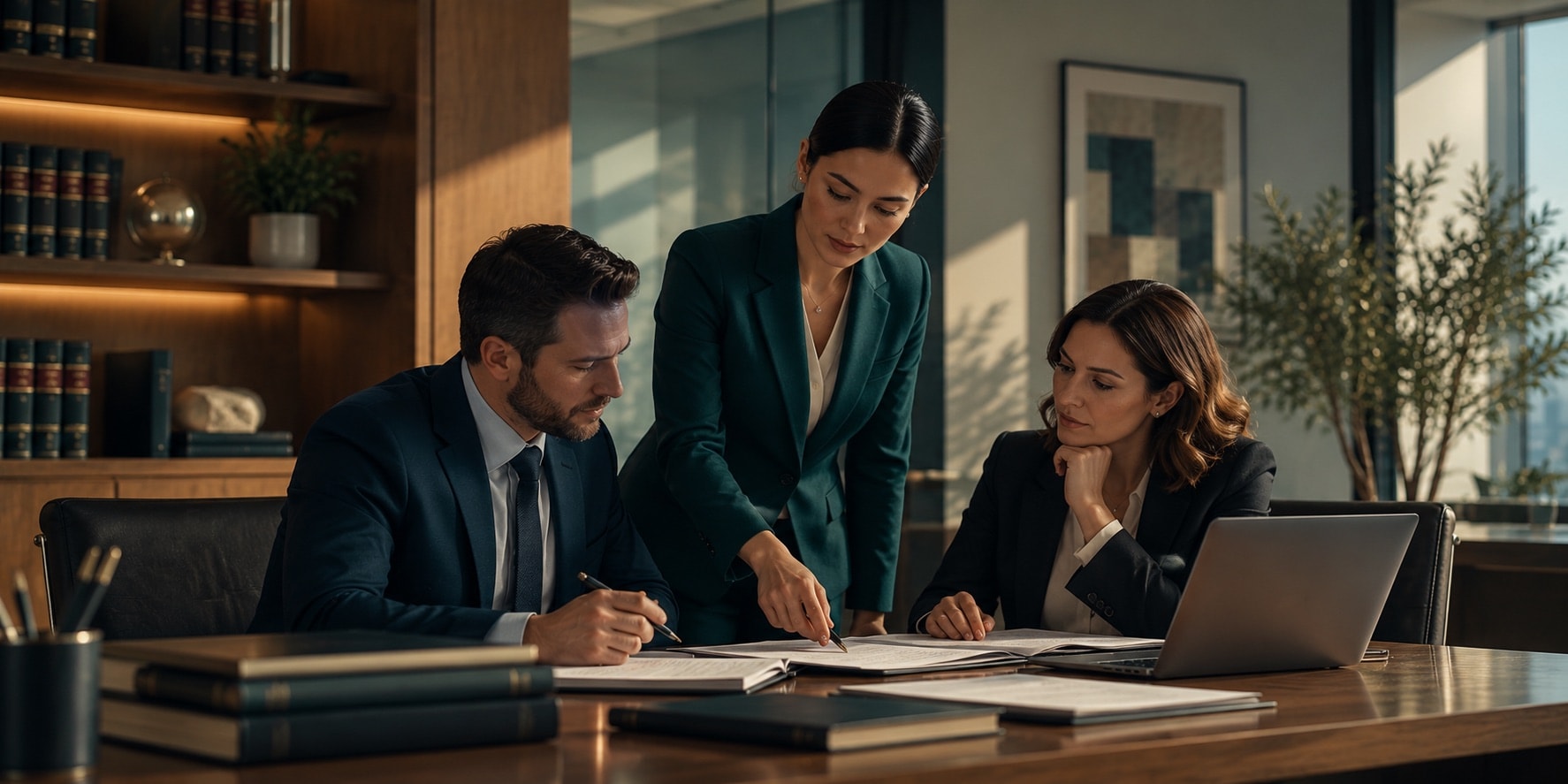 Founding partner working through a matter with colleagues