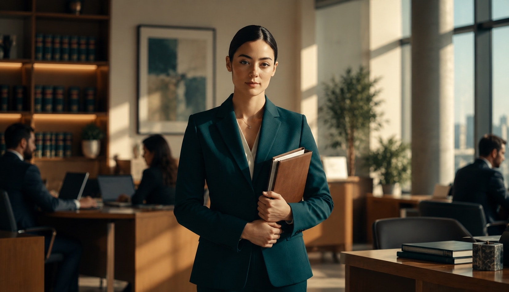 Partner holding case files in the firm's New York office